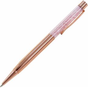 SELENE & GAIA | Amethyst Crystal Pen Rose Gold with Crystals on Top Fancy Pens for Women Cute Girls Unique Real Natural Healing Crystal Black Ink Pretty Pen, Purple, 5.5'' x 0.5''