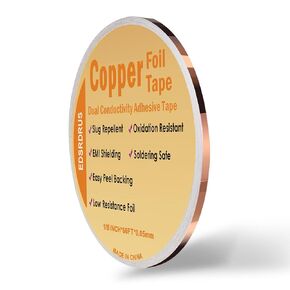 Copper Foil Tape Multi-Sizes with Conductive Adhesive, Double-Sided Conductive Copper Tape for Soldering Guitar EMI Shielding Electrical Repairs Home Decor Crafts Garden
