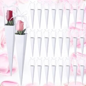 Thyle 24 Pcs Flower Bags Single Rose Sleeves DIY Floral Wrapping Paper Single Rose Flower Bouquet Bag Floral Gift for International Women's Mother's Day Wedding Arrangement Supply(8 Colors)