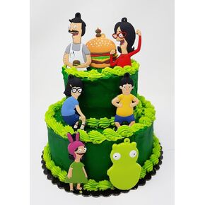 Burgers Cake Topper Set Featuring Bob, Linda, Tina, Louise, and Gene Belcher (Unique Design)