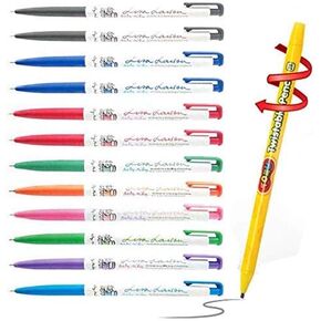 Xeno Slim Ball point Pens - Baby Mikey 0.38mm 9 Color mix (Pack of 12) With twistable pencil