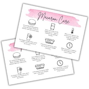 Lashicorn Macaron Care Instruction Storage Cards | 30 pk 4x6" Bakery Customer Sourdough Bread Macaroon Packaging Piping Tip Baker Business Dessert Contracts Forms