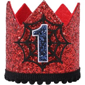 YOUAME 1st Birthday Crown Boy - First Birthday Party Decorations,Boy Black 1st Birthday Crown,One Conical Hat Outfit,Photo Background Props For 1st Birthday Party Hat
