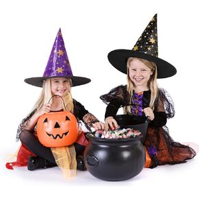 Zando Halloween Accessories Kids Witch Hats Foldable Star Printing Wizard Hat Girls Witch Hat Decoration for Halloween Party in Kuwait