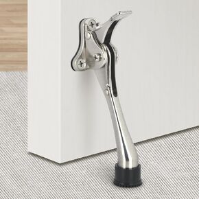 Door Stop Kick Down Door Stoppers for Bottom of Door, 6 Inch Brushed Nickel, Rubber Tip, Heavy Duty Kickdown Doorstop Commercial Indoor Outdoor Once Touch Kickdown Stopper