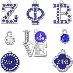 8PCS Sorority Charms for Bracelet Making Jewelry ZPB DIY Charms for Necklace Rhinestone Sorority Paraphernalia Gifts