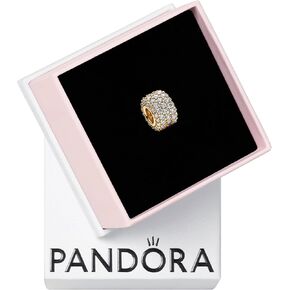حلية PANDORA Sparkling Pavé ثلاثية الصفوف - مجوهرات لحظات متوافقة - ذهب عيار 14 قيراط مع زركونيا مكعب شفاف - هدية لها - مجوهرات للنساء مع صندوق هدايا