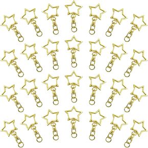 40pcs Star Keychain Clip Star Lobster Claw Clasp Gold Star Shaped Spring Snap Keychain with Chain Hanging Buckle with Open Jump Ring Connector for Crafts Key Ring Making,DIY Keychain Supplies