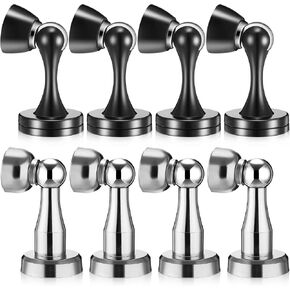 8 Pack Magnetic Door Stop Floor Mounted Door Stopper Black Magnetic Door Catch Wall Mounted Door Stopper with Catch Magnetic Door Holder with Screws for Hold Door Open and Wall Protector