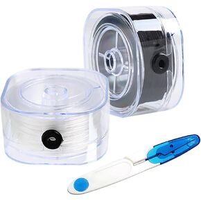 Elastic String for Bracelets, 2 Rolls of 0.8mm Flat Stretchy Bracelet Cord, 220 Yards for Jewelry Making, DIY Beading, with Organizing Case and Scissors