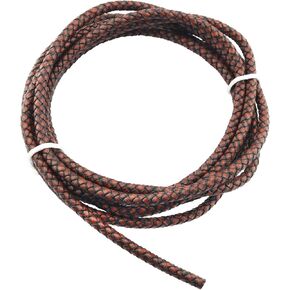 Braided Bolo Leather Cord ZZLZX 1.8 m /2 Yards 5.0mm Vintage Coffee Genuine Leather Bolo Braided Leather Cord for Making Bracelet and Jewelry
