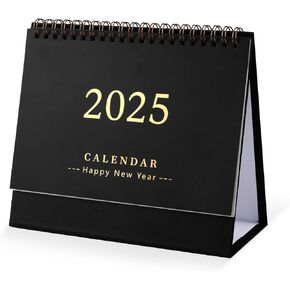 Desk Calendar, 2024-2025 Desk Calendar 7.48x6.3 Inch Academic Year Standing Flip Calendar Running from July 2024 to December 2025 for School Office Home (Black)