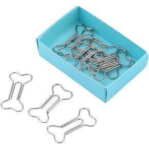12pcs Paperclips Cute Bone Shaped Paper Clamps, Metal Wire Bookmark Memo Clip Document Organizing Clip for Office Stationery Supplies