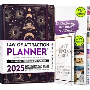 Law of Attraction Planner 2025 - Weekly and Monthly Planner, 12 Month Journey to Increase Productivity & Enhance Organization | Life Organizer, Gratitude Journal, Hourly Planner, To Do List | 2025 Planner - Vision Board, Gift Box & Planner Stickers