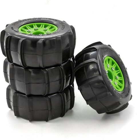 4PCS RC Paddles Buggy Tires 116mm RC Snow Sand Short Course Truck Tire W/Hard Plastic Wheel Rim 14/17mm Hex Fit for 1/10 Short-Course Truck 727 Slash K1 Trx4 Vkar V1 Arrma HSP HPI Tamiya in Kuwait