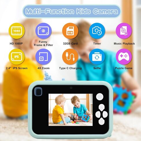 Upgrade Kids Camera with Tripod for Girls Boys Age 3-10, 1080P 48MP Video Digital Toddler Cameras Toy for 3 4 5 6 7 8 Years Old Children Christmas Birthday Gifts with 32G SD Card (Purple) in Saudi Arabia