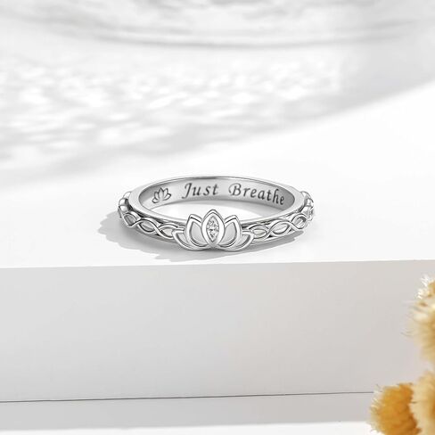 Lotus Anxiety Fidget Rings for Women: 925 Sterling Silver Spinner Rings Stress Relief Spin Band Rings for Anxiety Jewelry Birthday Gifts in Saudi Arabia