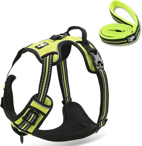 OLizee® New No Pull Dog Harness Outdoor Adventure Reflective Markings Pet Vest with Handle Adjustable Protective Nylon Walking Pet Harness Variety of Sizes and Colors,Black XL in Kuwait