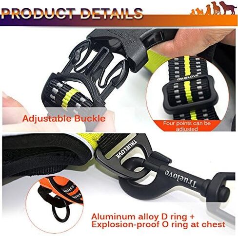OLizee® New No Pull Dog Harness Outdoor Adventure Reflective Markings Pet Vest with Handle Adjustable Protective Nylon Walking Pet Harness Variety of Sizes and Colors,Black XL in Kuwait