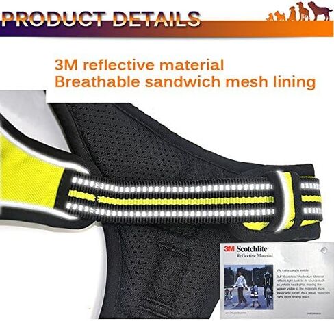 OLizee® New No Pull Dog Harness Outdoor Adventure Reflective Markings Pet Vest with Handle Adjustable Protective Nylon Walking Pet Harness Variety of Sizes and Colors,Black XL in Kuwait