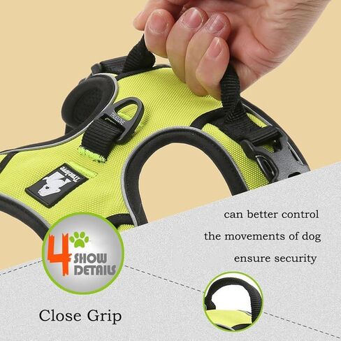 OLizee® New No Pull Dog Harness Outdoor Adventure Reflective Markings Pet Vest with Handle Adjustable Protective Nylon Walking Pet Harness Variety of Sizes and Colors,Black XL in Kuwait