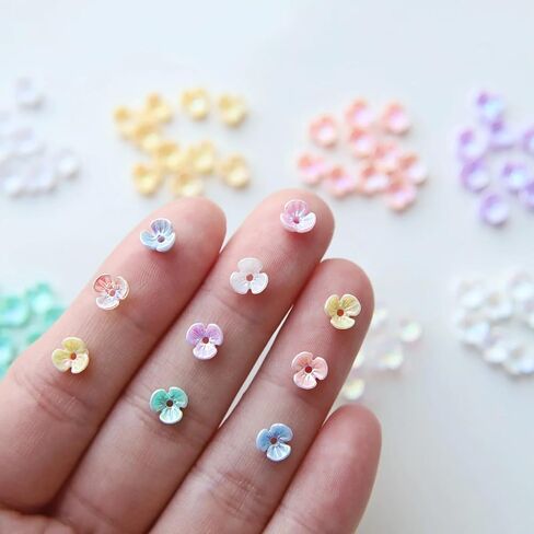 6mm/0.24" Super Tiny Sparkling Plastic Flowers, Mini Flowers, Doll Clothes Flowers, Craft Supplies, in 8 Colors, for Doll Clothes Embellishments/Nail Art (20PCS) in Saudi Arabia