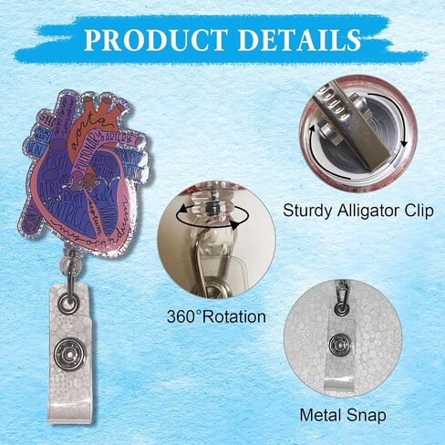 Badge Reels Retractable, Nurse in Progress Badge Holder with Alligator and Belt Clip, Nurse Badge Reel with 24In Nylon Retractable Cord for Nurse, Doctor, Teacher, Nursing Student, Worker in Saudi Arabia