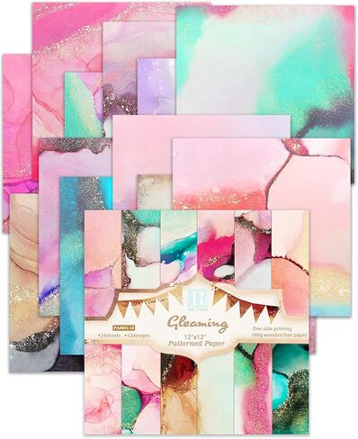 Anvin Scrapbook Paper Pad 160gsm Single-Sided Pattern Card-stock Paper Craft Card Making Paper Origami Paper for Planners Journals Background Greeting Cards Wrapping Photo Album DIY(6x6, 24 Sheets) in Saudi Arabia