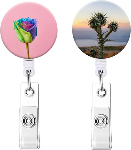 Badge Holder Retractable Cute Name Decorative Badge Reel Lightweight Badge Clip ID Card Holders for Office Worker Doctor Nurse Teacher Student (3 Pack Beach and Inspirational Words) in Saudi Arabia