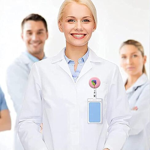Badge Holder Retractable Cute Name Decorative Badge Reel Lightweight Badge Clip ID Card Holders for Office Worker Doctor Nurse Teacher Student (3 Pack Beach and Inspirational Words) in Saudi Arabia