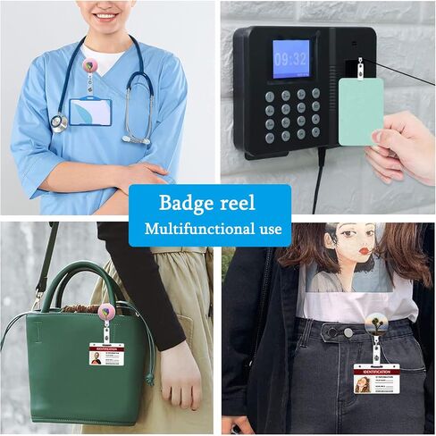 Badge Holder Retractable Cute Name Decorative Badge Reel Lightweight Badge Clip ID Card Holders for Office Worker Doctor Nurse Teacher Student (3 Pack Beach and Inspirational Words) in Saudi Arabia
