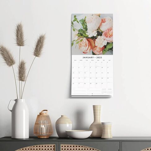 Red Robin 2025 Floral Collection Monthly Wall Calendar | 12" x 24" Open | Premium Thick & Sturdy Paper | Hangable 12 Month Calendar | Plastic Free | 4 Month Transition Page for 2024 in Saudi Arabia