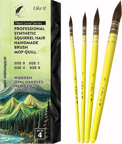 Spotter Short Liner Paint Brushes Set of 4 Size 4/0, 5/0, 6/0 and 7/0(Parrot Green Short Liner) in Saudi Arabia