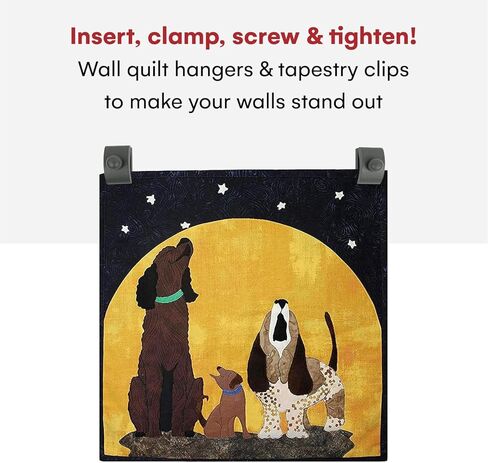 Classy Clamps Wooden Quilt Wall Hangers - 4 Large Clips (Dark) and Screws for Wall Hangings - Tapestry Hangers/Quilt Hangers for Wall hangings - Quilt Clips/Wall Clips for Hanging/Quilt Rack in Kuwait