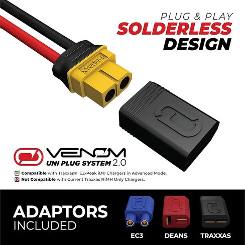 سلسلة محرك Venom 50C 4S - بطارية LiPo RC بقدرة 7000 مللي أمبير في الساعة 14.8 فولت - قابس عالمي 2.0، خلية ليثيوم بوليمر 4 - موصل سيليكون ناعم ومتوافق مع XT60، Traxxas، Deans، EC3، 2WD، 4WD، الشاحنات والعربات in Kuwait