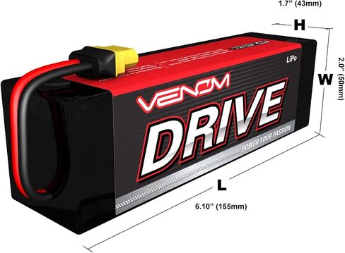 سلسلة محرك Venom 50C 4S - بطارية LiPo RC بقدرة 7000 مللي أمبير في الساعة 14.8 فولت - قابس عالمي 2.0، خلية ليثيوم بوليمر 4 - موصل سيليكون ناعم ومتوافق مع XT60، Traxxas، Deans، EC3، 2WD، 4WD، الشاحنات والعربات in Saudi Arabia