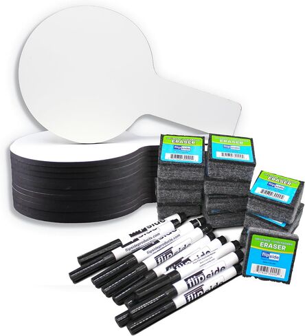 Flipside Products Mini Dry Erase Answer Paddle - Class(FLP10036), White, Pack of 12, 5 x 9 in Saudi Arabia
