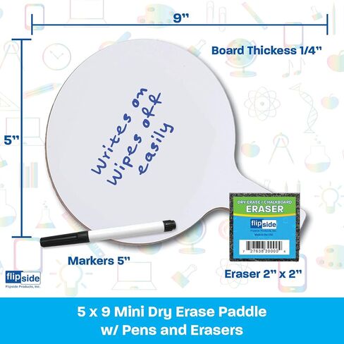 Flipside Products Mini Dry Erase Answer Paddle - Class(FLP10036), White, Pack of 12, 5 x 9 in Saudi Arabia