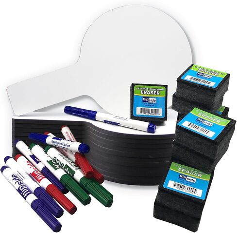 Flipside Products Mini Dry Erase Answer Paddle - Class(FLP10036), White, Pack of 12, 5 x 9 in Saudi Arabia