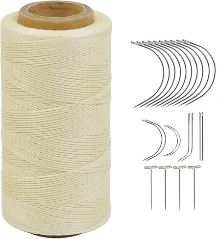 280 Yards Leather Sewing Waxed Thread 150D 0.8mm Flat Sewing Waxed Thread for Sewing Upholstery Leather Craft DIY Shoe Repairing (Black) in Kuwait