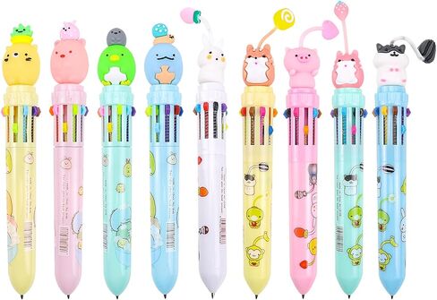 Cute Multicolor Ballpoint Pens,10 in 1 Color Kawaii Animals Retractable Cartoon Gel Pens Girls Boy 10 Colored Pens Office Back to School Party Favors Supplies Gift for Children Students 0.7mm 9 Pcs in Saudi Arabia