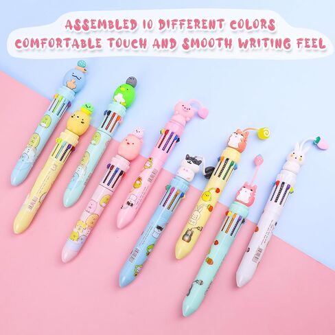 Cute Multicolor Ballpoint Pens,10 in 1 Color Kawaii Animals Retractable Cartoon Gel Pens Girls Boy 10 Colored Pens Office Back to School Party Favors Supplies Gift for Children Students 0.7mm 9 Pcs in Saudi Arabia