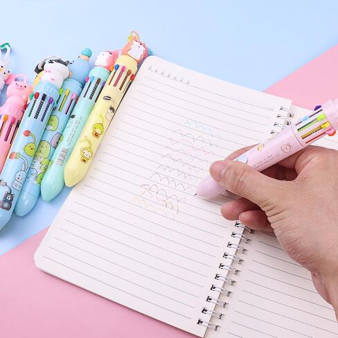 Cute Multicolor Ballpoint Pens,10 in 1 Color Kawaii Animals Retractable Cartoon Gel Pens Girls Boy 10 Colored Pens Office Back to School Party Favors Supplies Gift for Children Students 0.7mm 9 Pcs in Saudi Arabia
