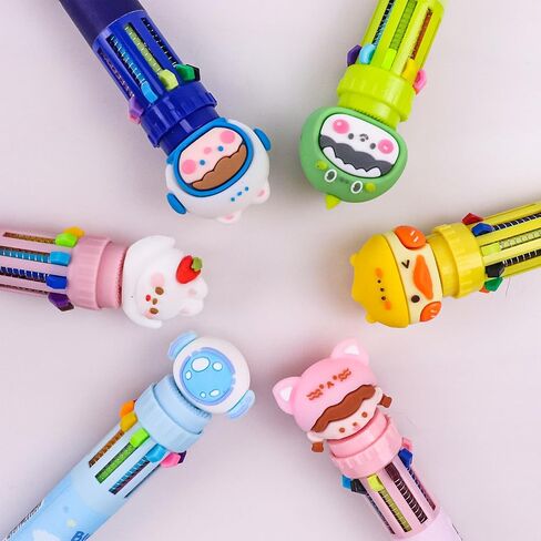 Cute Multicolor Ballpoint Pens,10 in 1 Color Kawaii Animals Retractable Cartoon Gel Pens Girls Boy 10 Colored Pens Office Back to School Party Favors Supplies Gift for Children Students 0.7mm 9 Pcs in Saudi Arabia