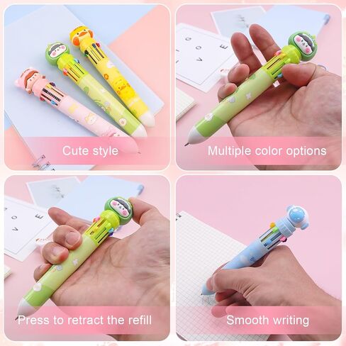 Cute Multicolor Ballpoint Pens,10 in 1 Color Kawaii Animals Retractable Cartoon Gel Pens Girls Boy 10 Colored Pens Office Back to School Party Favors Supplies Gift for Children Students 0.7mm 9 Pcs in Saudi Arabia