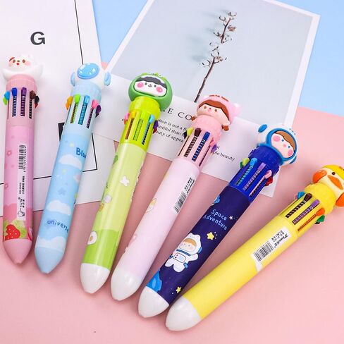 Cute Multicolor Ballpoint Pens,10 in 1 Color Kawaii Animals Retractable Cartoon Gel Pens Girls Boy 10 Colored Pens Office Back to School Party Favors Supplies Gift for Children Students 0.7mm 9 Pcs in Saudi Arabia