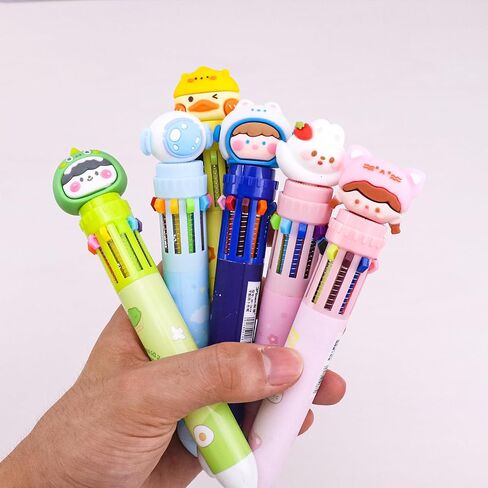Cute Multicolor Ballpoint Pens,10 in 1 Color Kawaii Animals Retractable Cartoon Gel Pens Girls Boy 10 Colored Pens Office Back to School Party Favors Supplies Gift for Children Students 0.7mm 9 Pcs in Saudi Arabia