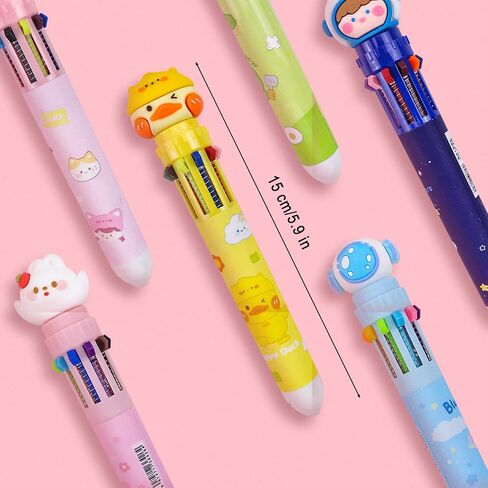 Cute Multicolor Ballpoint Pens,10 in 1 Color Kawaii Animals Retractable Cartoon Gel Pens Girls Boy 10 Colored Pens Office Back to School Party Favors Supplies Gift for Children Students 0.7mm 9 Pcs in Saudi Arabia