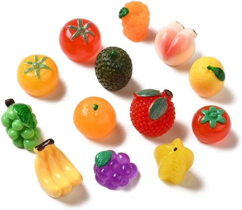 DanLingJewelry 100 قطعة من أنماط المزيج الصغيرة من الراتنج المسطح للفاكهة ثلاثية الأبعاد كبوشن من الراتنج للطعام المقلد لديكور القصاصات بنفسك in Kuwait