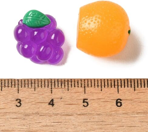 DanLingJewelry 100 قطعة من أنماط المزيج الصغيرة من الراتنج المسطح للفاكهة ثلاثية الأبعاد كبوشن من الراتنج للطعام المقلد لديكور القصاصات بنفسك in Kuwait